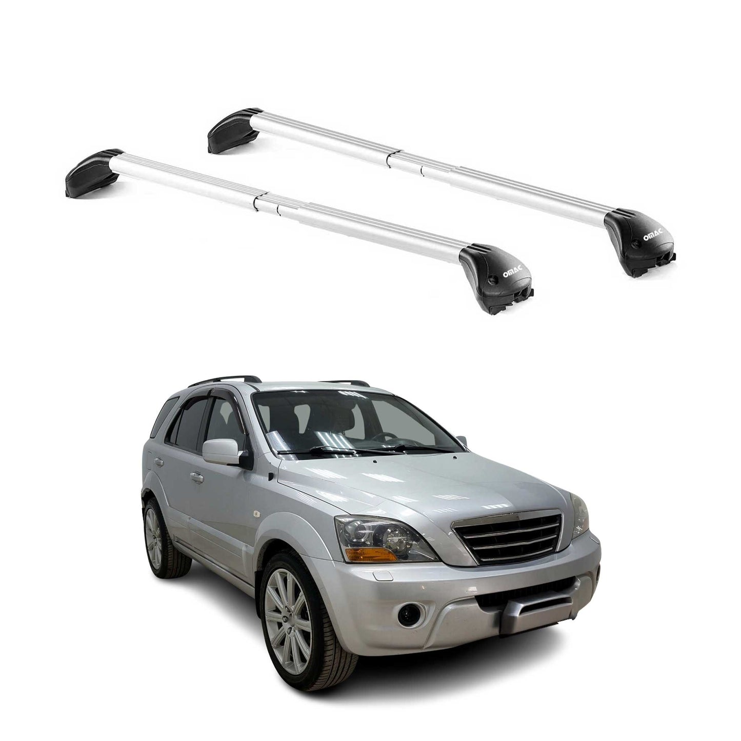 2003-2009 Kia Sorento Roof Rack Cross Bars Silver