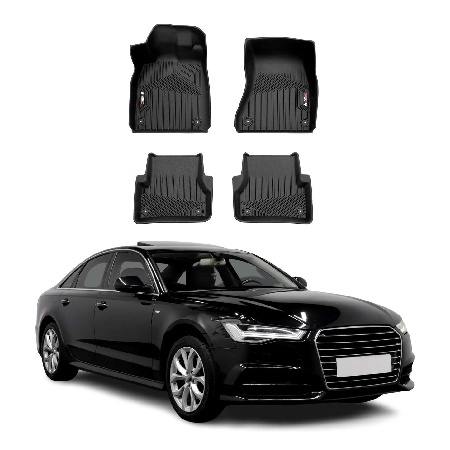 2012-2018 Audi A6 S6 Premium Floor Mats Liners First and Second Row Set Black