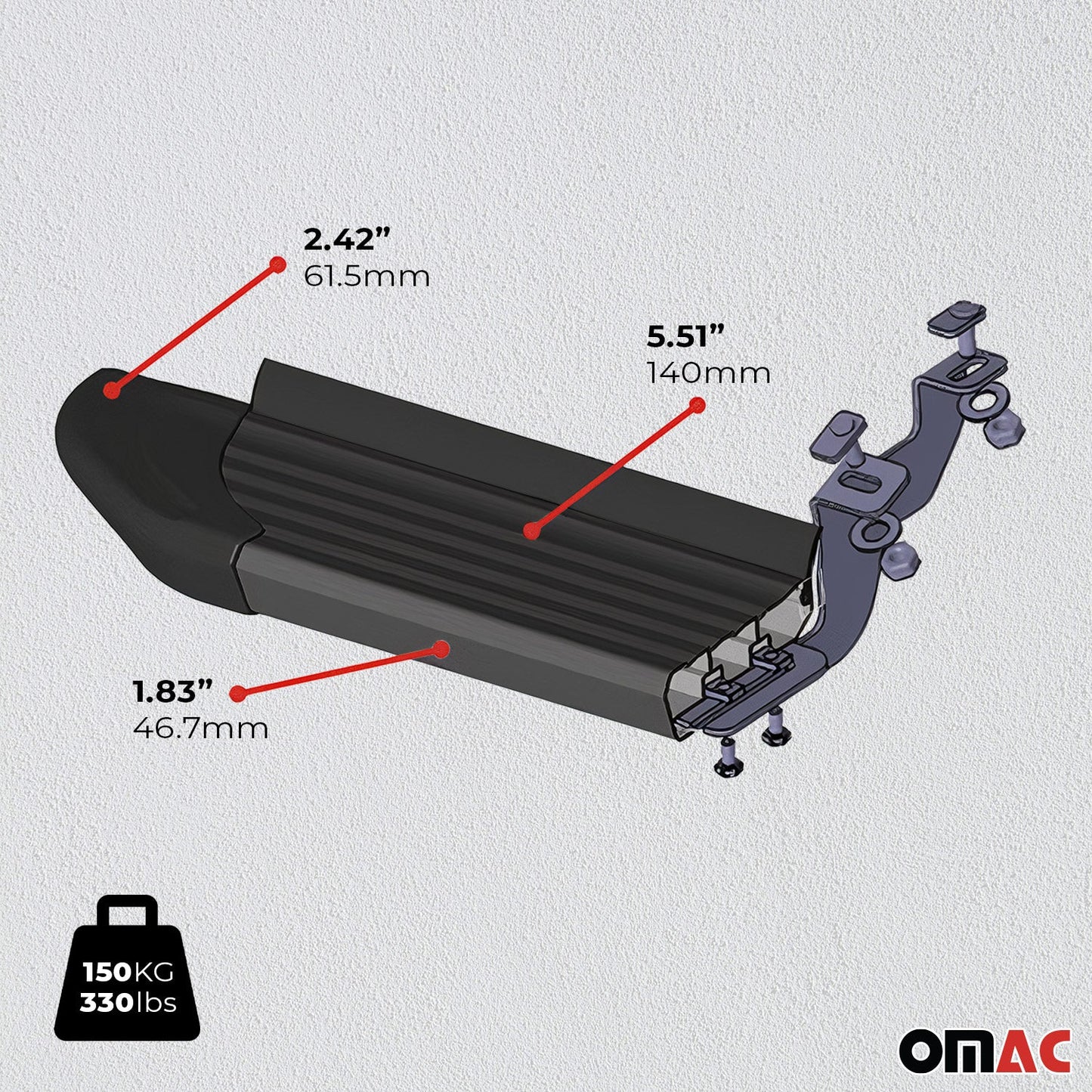 OMAC Running Boards Side Step Nerf Bars for Kia Stonic 2017-2023 Aluminium Black 2Pcs 4025939B