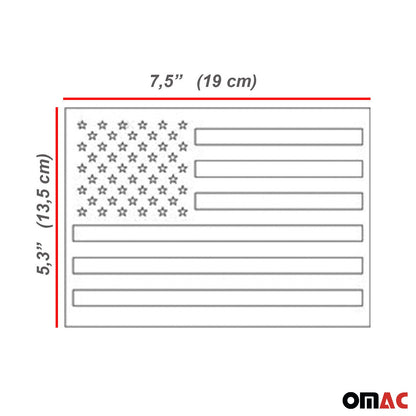 OMAC 2 Pcs US American Flag for Jeep Wrangler Brushed Chrome Decal Sticker S.Steel U022205