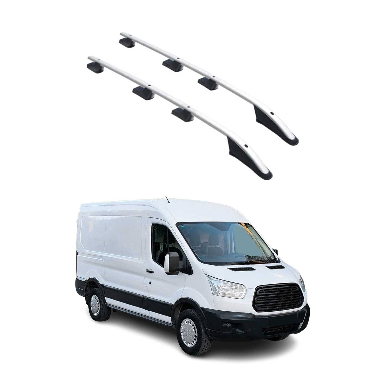 2015-2025 Ford Transit & E-Transit L2 Regular Roof Rack Rails Side Rails Silver