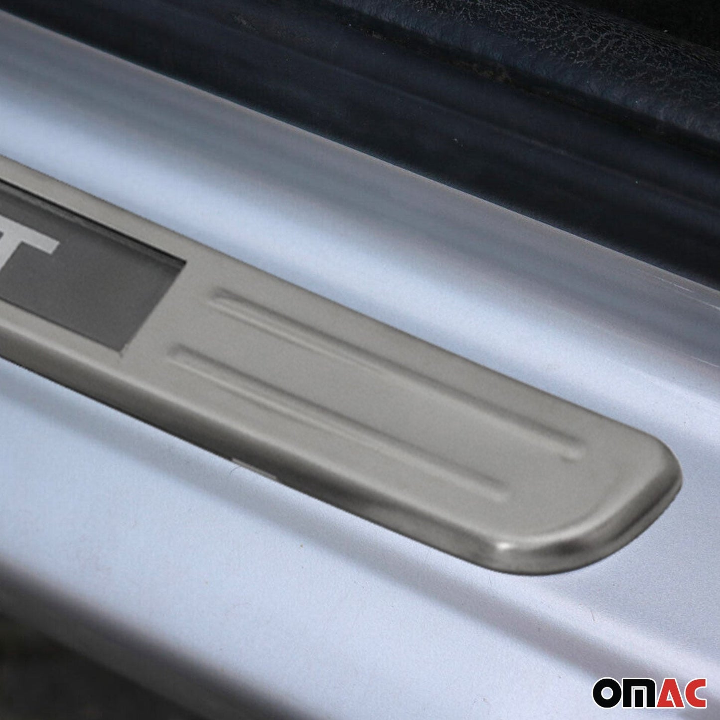 OMAC Door Sill Scuff Plate Illuminated for Cadillac Steel Silver 4 Pcs U028566