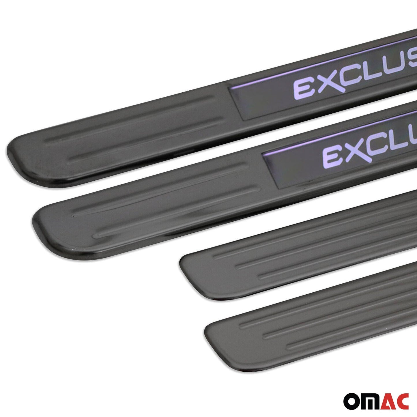 OMAC Door Sill Scuff Plate Illuminated for Toyota Steel Dark 4 Pcs U028480