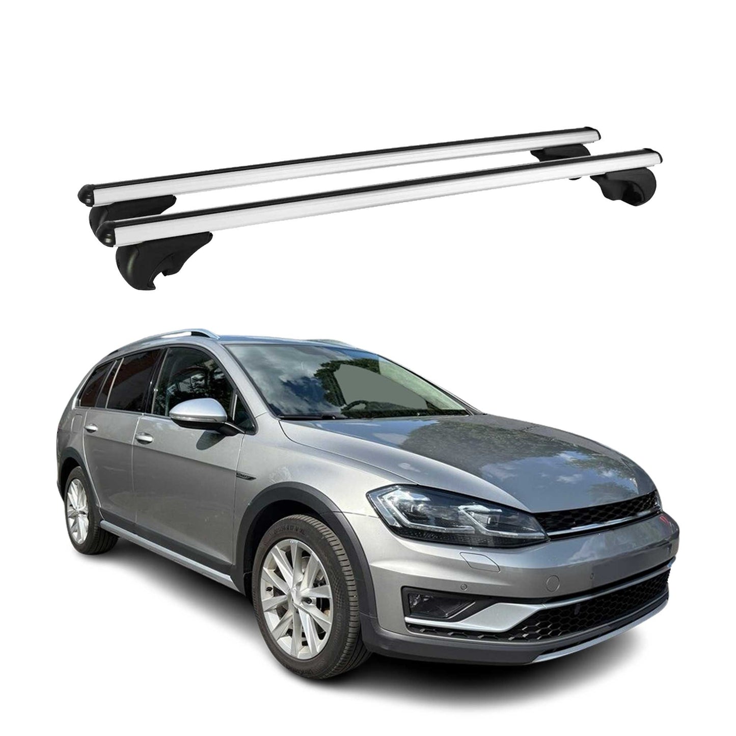 2017-2019 VW Golf Alltrack Mk7 Roof Rack Cross Bars Silver