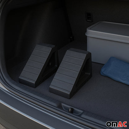 Wheel Tire Chock Blocks Heavy Duty Solid Ribbed Rubber Car Truck & Trailer