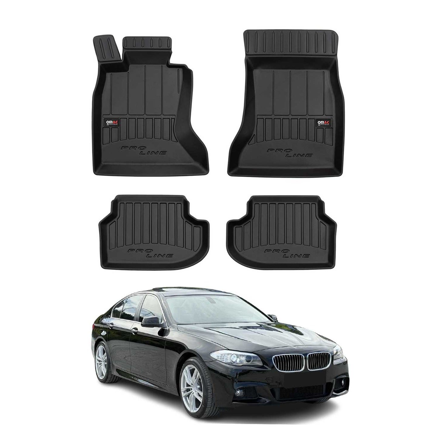 2010-2013 BMW 5 Series F10 F11 4WD xDrive Premium Floor Mats Liners Full Set All Weather Heavy Duty Black