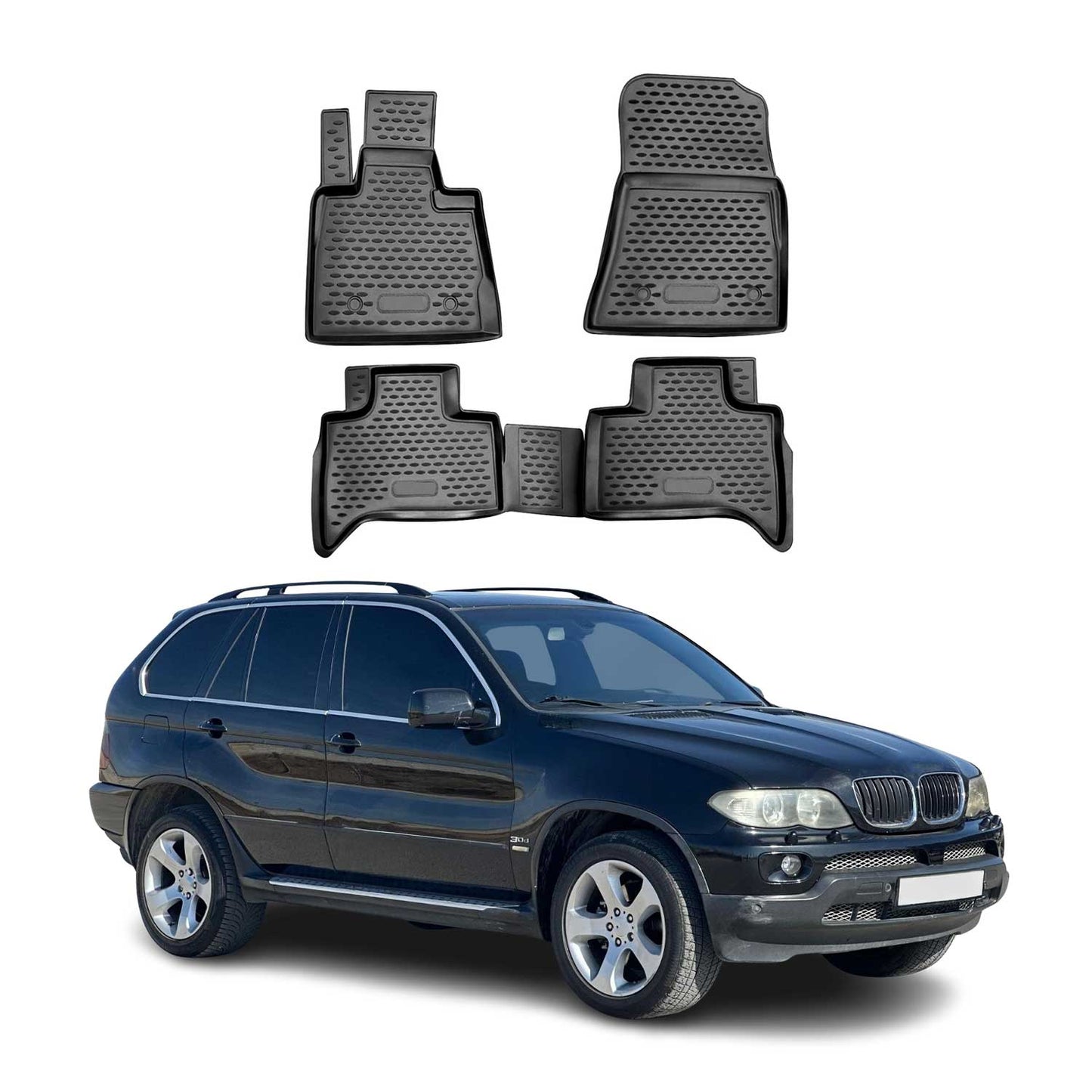 2000-2006 BMW X5 E53 Floor Mats Liners Full Set All Weather Black