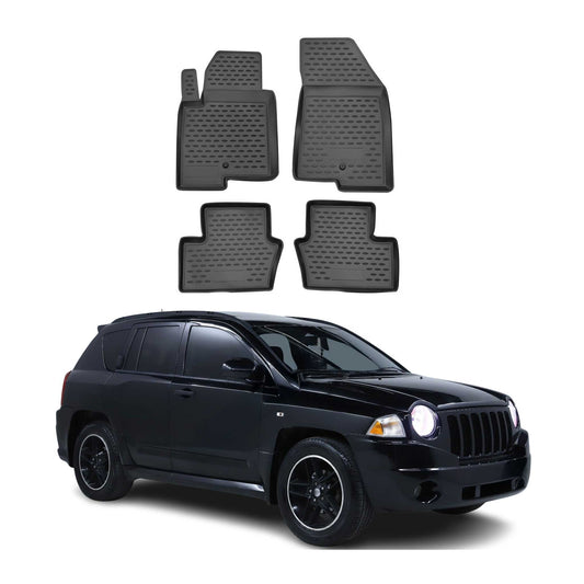 2007-2016 Jeep Compass Floor Mats Liners Full Set All Weather Black