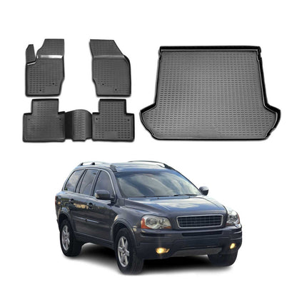 2003-2014 Volvo XC90 Floor Mats & Cargo Liner Full Set All Weather Black
