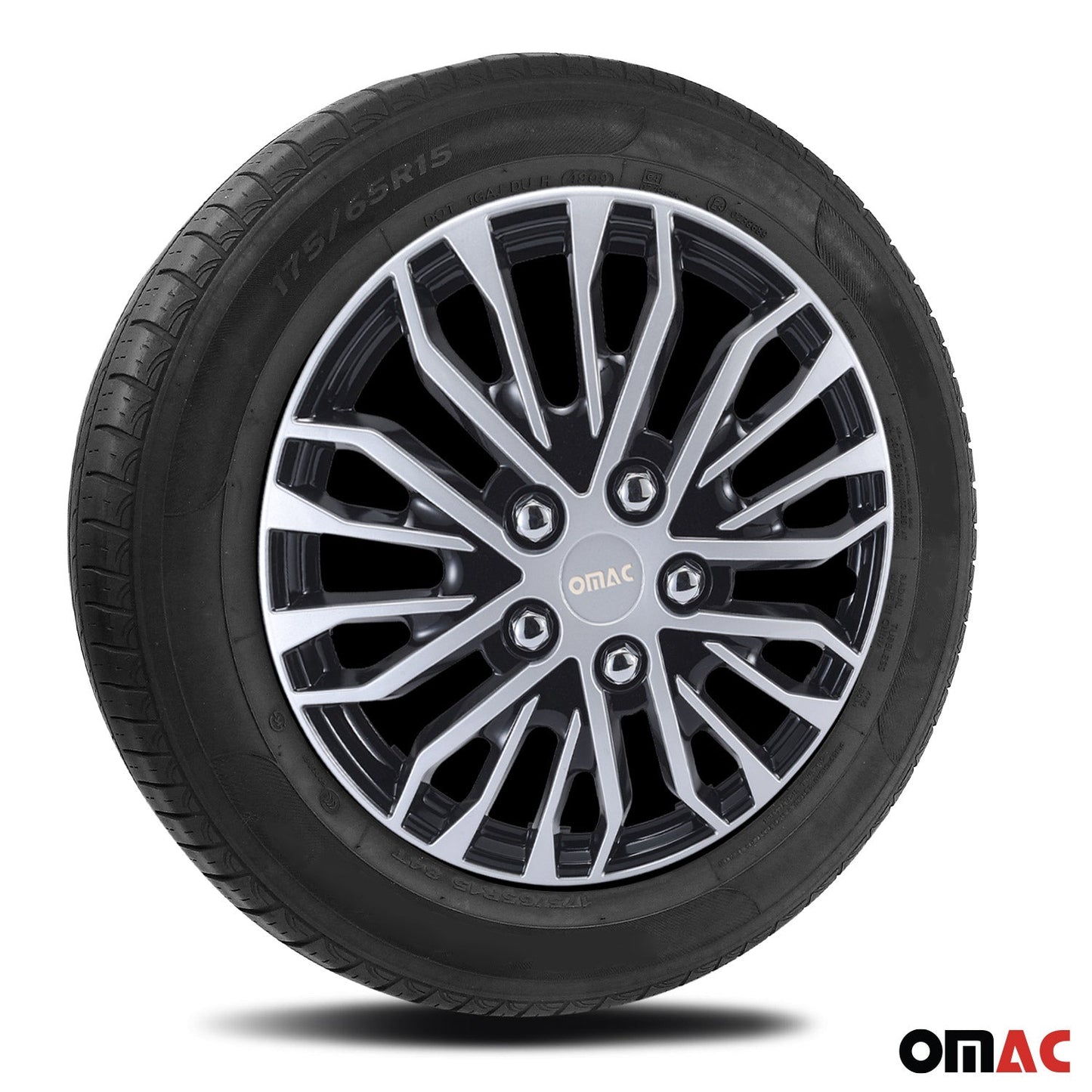 Rimini Hub Caps Wheel Cover 14" Grey & Black Full Set 4 pcs.