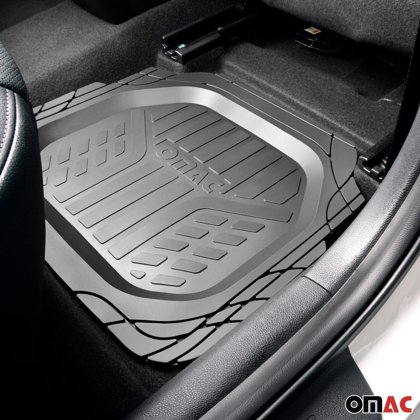 OMAC Trimmable Floor Mats Liner Waterproof for BMW 3 Series Rubber Black 4Pcs A058203