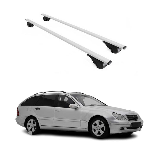 2001-2009 Mercedes C Class S203 Wagon Roof Rack Cross Bars Silver
