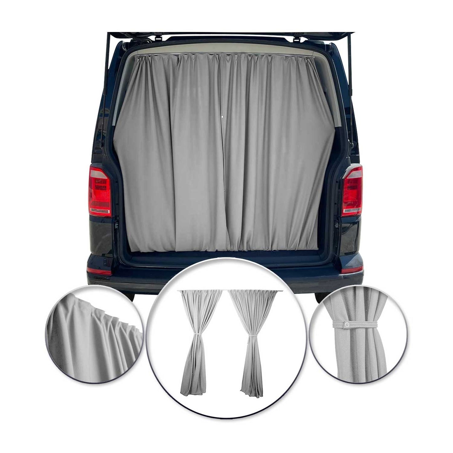 Mercedes Sprinter Trunk Tailgate Curtain Gray 2 Privacy Curtains