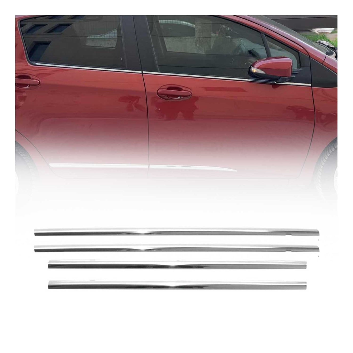 2013-2020 Toyota Yaris Window Molding Trim Streamer Stainless Steel Silver 4 Pcs
