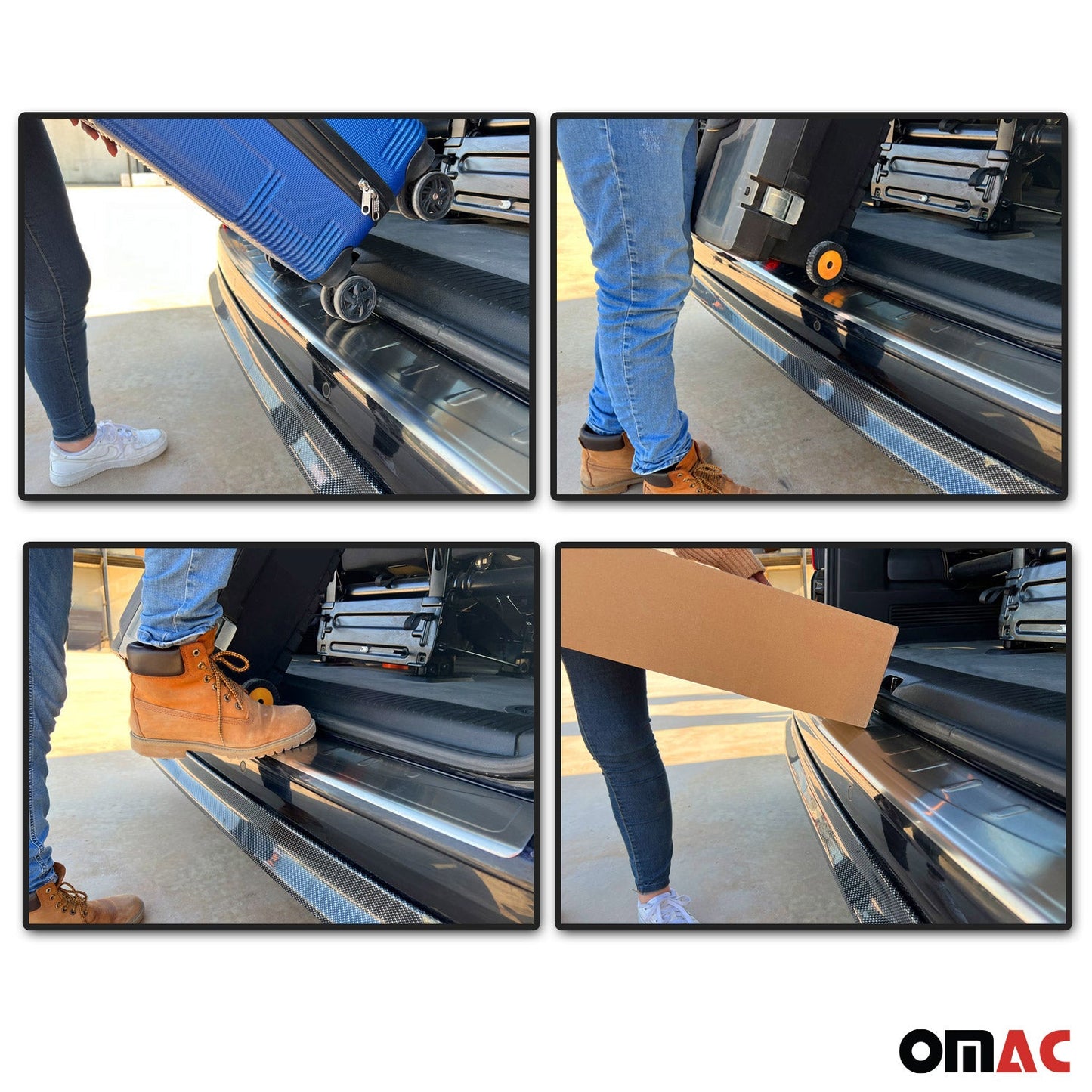 OMAC Rear Bumper Sill Cover Protector for Subaru Forester 2014-2018 Brushed Steel 6803093T