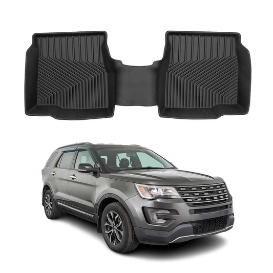 2016-2019 Ford Explorer Premium Floor Mats Liners Second Row Rear Black