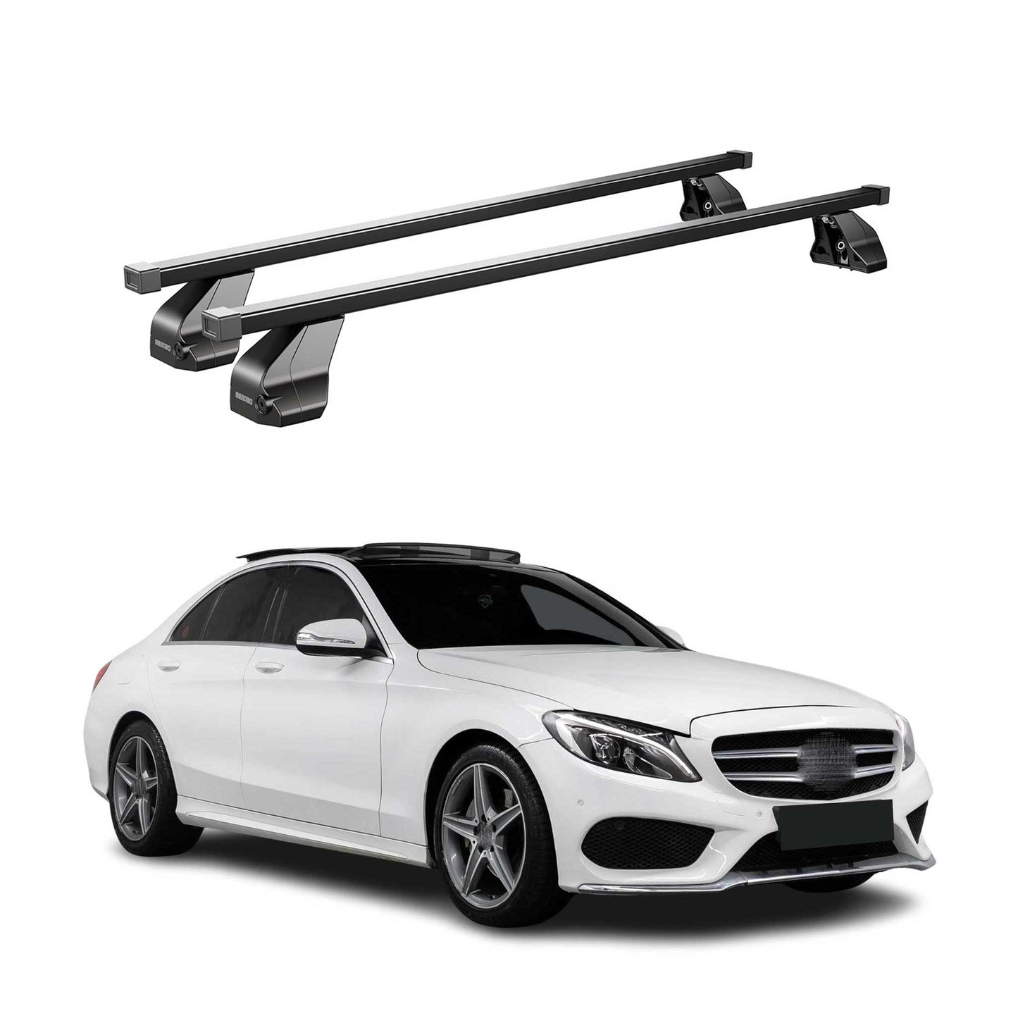 2015-2021 Mercedes C Class W205 Sedan Roof Rack Cross Bars Black