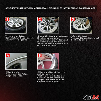 OMAC 16" Tire Wall Portawall Rims Sidewall Rubber Ring for Mitsubishi Set White 4x U023809