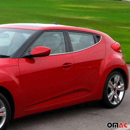 2012-2017 Hyundai Veloster Window Molding Trim Streamer Stainless Steel Silver 4 Pcs