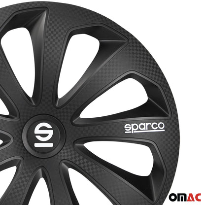 OMAC 15" Sparco Sicilia Wheel Covers Hubcaps Black 4 Pcs 96SPC1574BKC