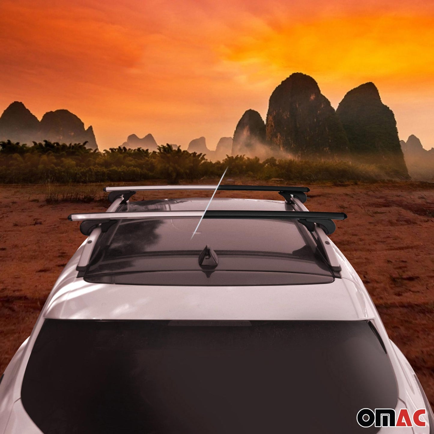 OMAC Lockable Roof Rack Cross Bars Luggage Carrier for Honda Pilot 2023-2024 Gray G003028