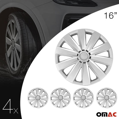 OMAC 16" Wheel Covers Hubcaps 4Pcs for Subaru Impreza Silver Gray Gloss U015836