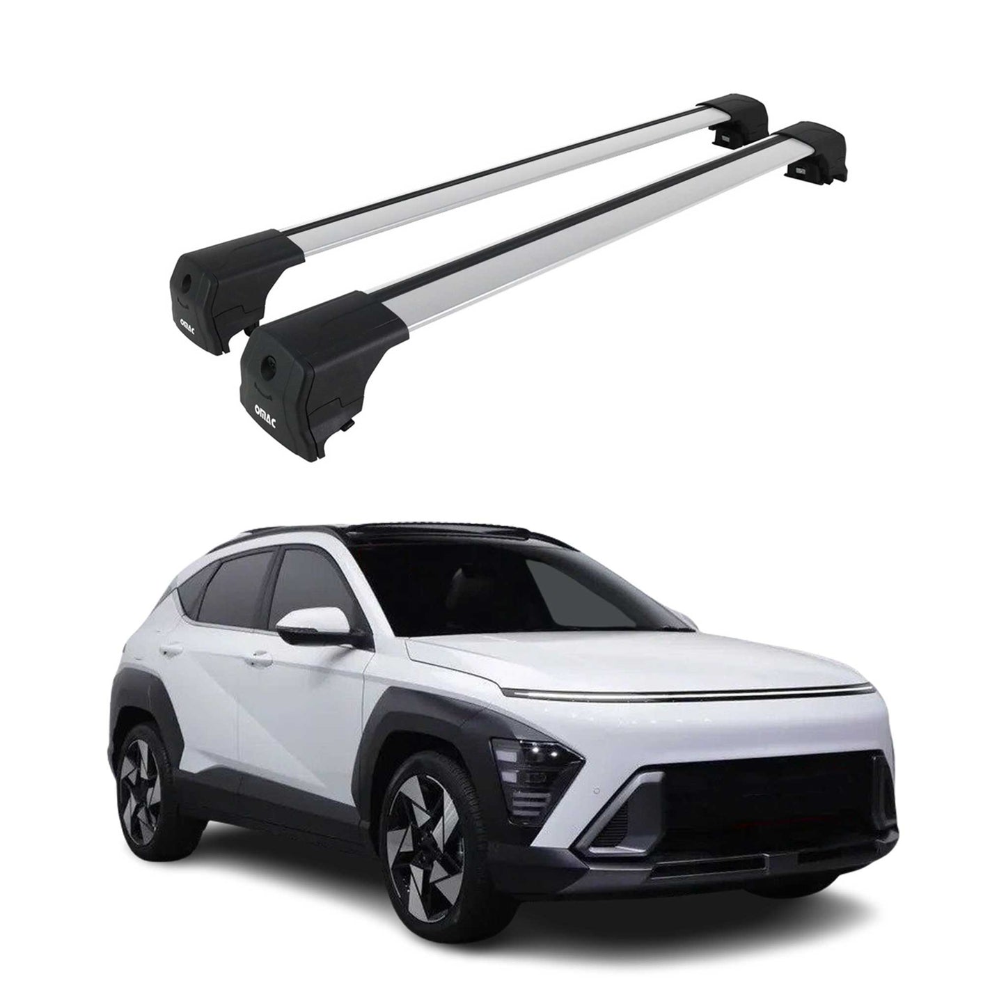 2024-2026 Hyundai Kona Roof Rack Cross Bars Silver