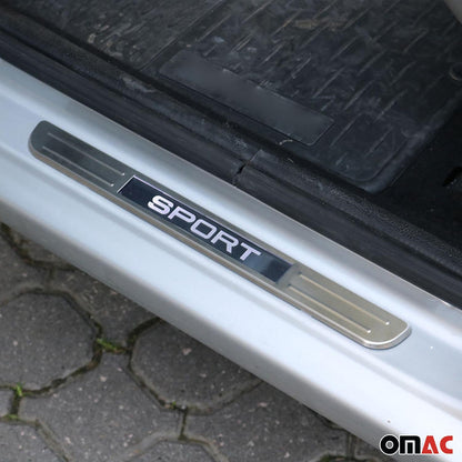 OMAC For Mercedes-Benz SLC Brushed Chrome Light LED Sport Door Sill Cover Scuff 2 Pcs U014728