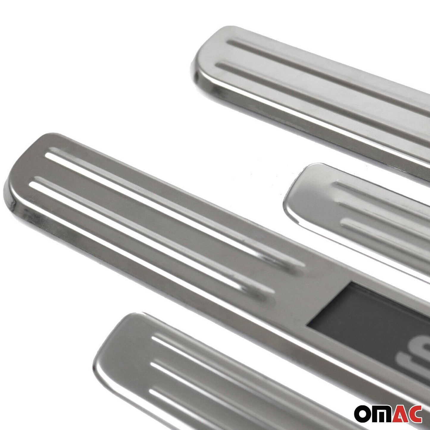 OMAC 18" Door Sill Cover fits BMW X1 X2 X3 Stainless Steel Chrome LED Sport 4 Pcs U016220