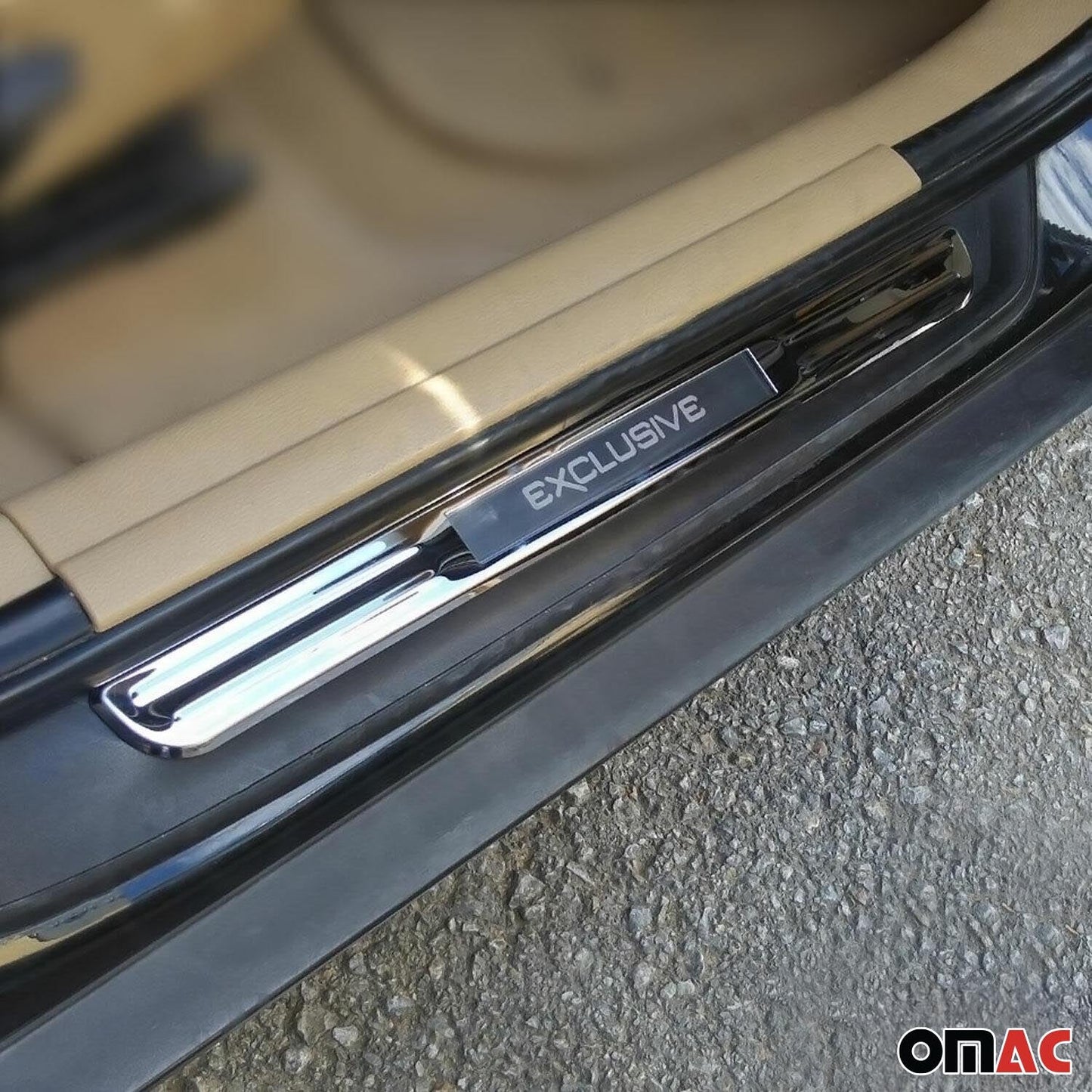 OMAC Door Sill Scuff Plate Scratch Protector for VW EOS Exclusive Steel Silver 2 Pcs U014753