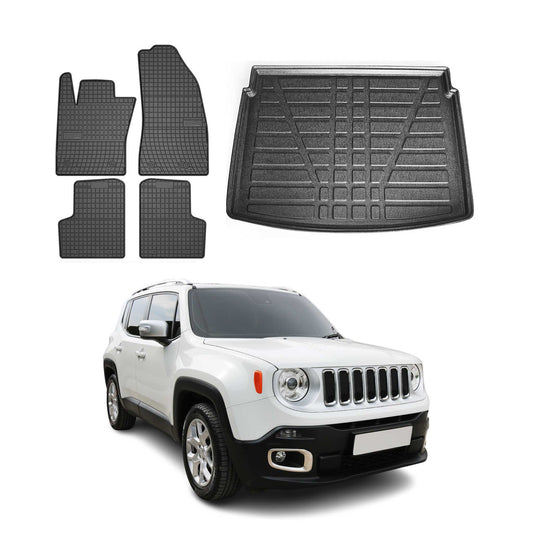 2015-2023 Jeep Renegade Floor Mats & Cargo Liner Full Set All Weather Black