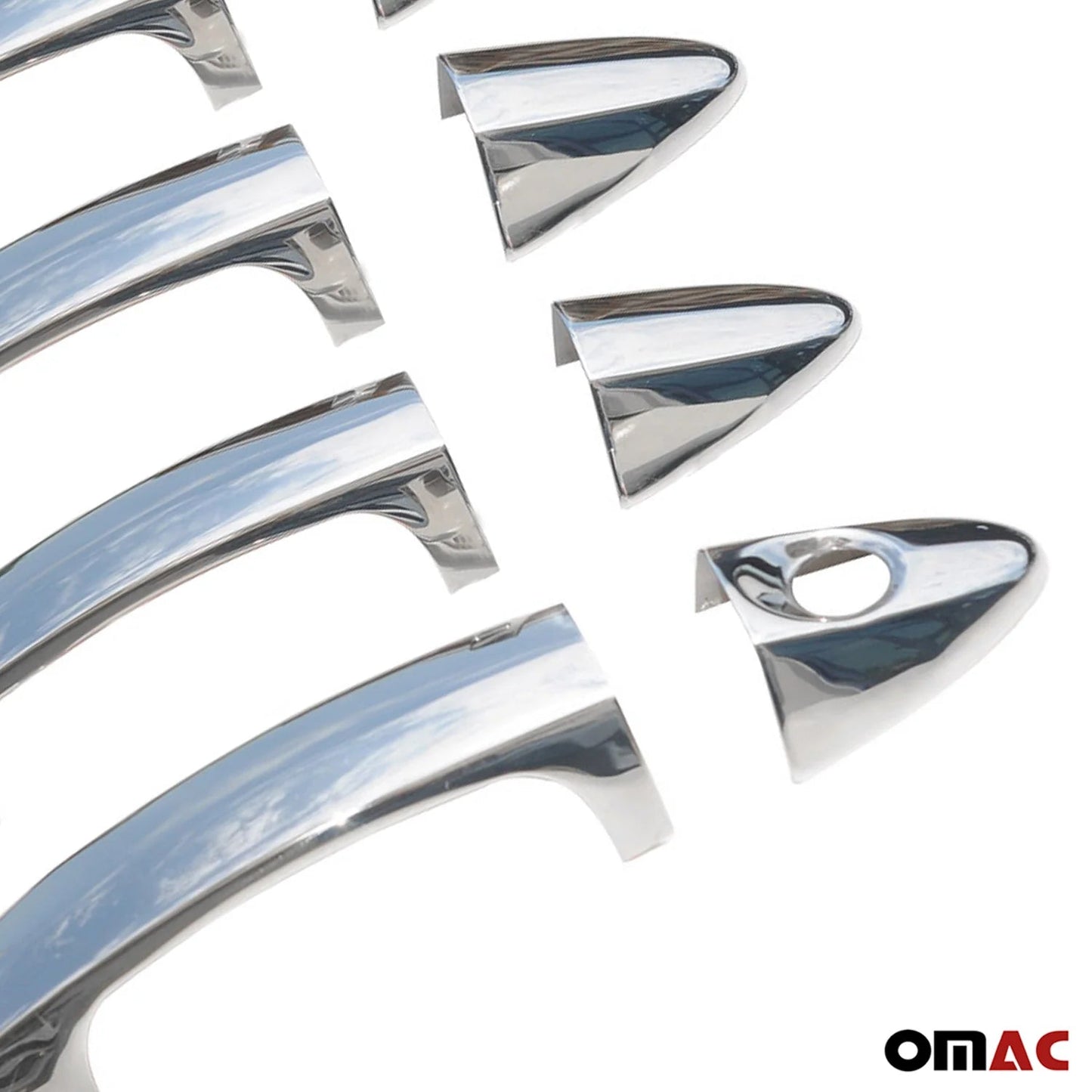 OMAC Car Door Handle Cover Protector for Ford Fiesta 2011-2019 Steel Chrome 8 Pcs 2614041