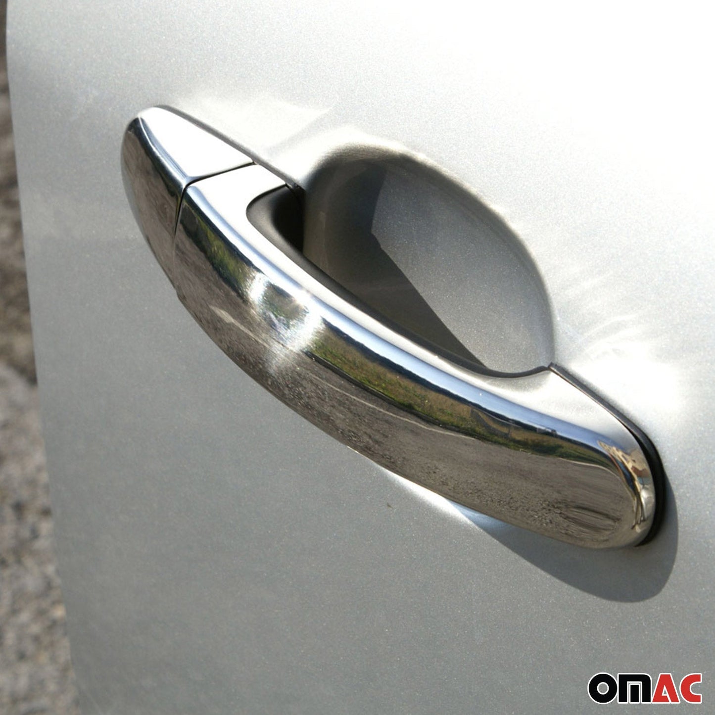 OMAC Car Door Handle Cover Protector for Ford Focus 2004-11 with Sensor Steel Chrome U005898