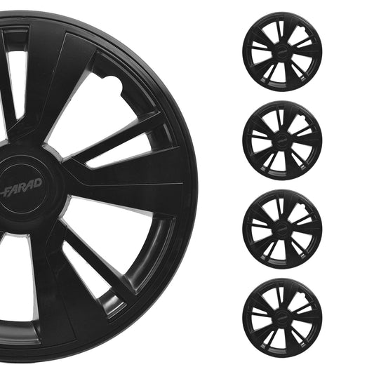 OMAC 15" Hubcaps Wheel Rim Cover Black with Black Insert 4 pcs Set VRT99FR243B15S