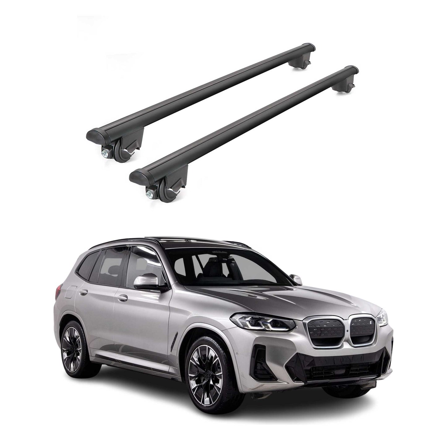 2021-2025 BMW iX3 G08 Roof Rack Cross Bars Luggage Lbs Black 2 Pcs