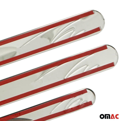 OMAC Door Sill Scuff Plate Scratch Protector for Genesis Steel Silver Wave 4 Pcs U028373