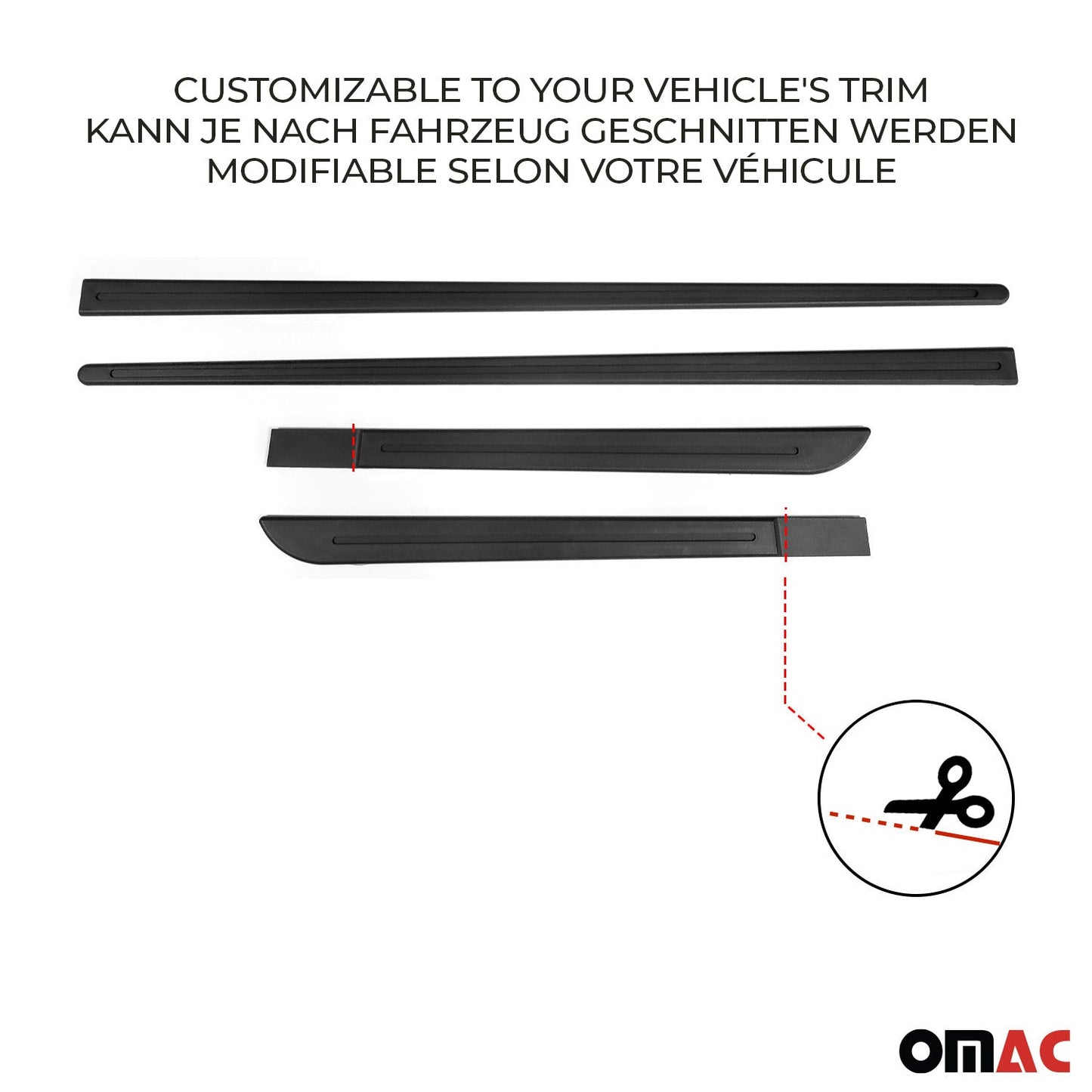 OMAC Side Door Molding Trim Skirt Garnish for Nissan Black 4 Pcs U021784