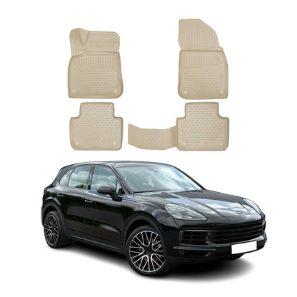 2019-2026 Porsche Cayenne Floor Mats Liners Full Set All Weather Beige