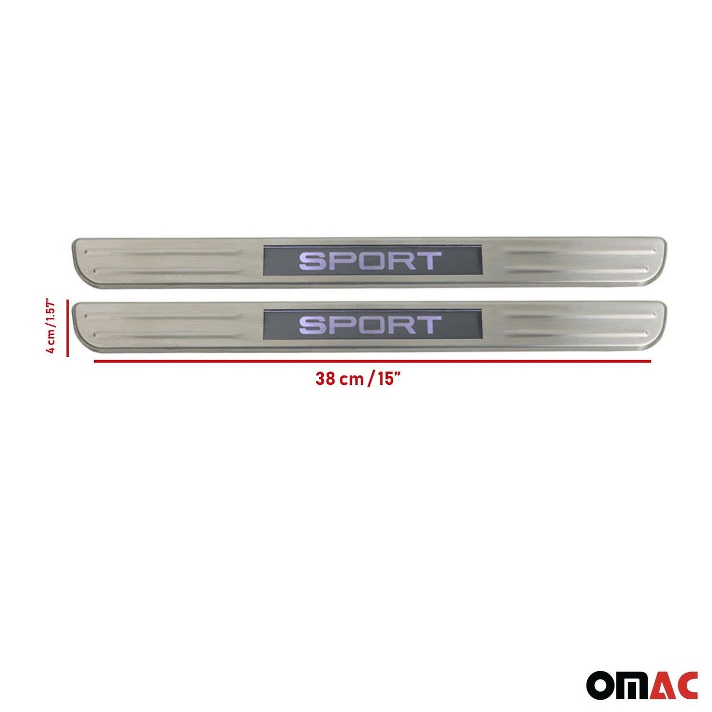 OMAC Door Sill Scuff Plate Illuminated for Fiat 500L 2014-2020 Sport Steel Silver 2x 25299696090ST