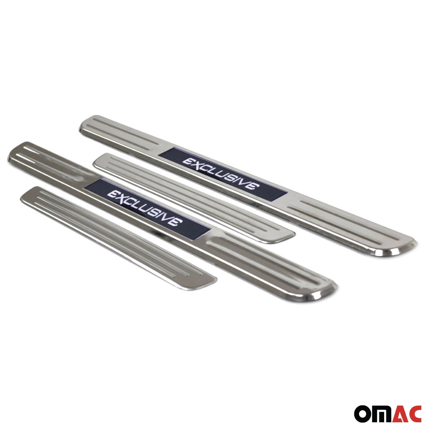 OMAC Door Sill Scuff Plate Illuminated for Audi A6 S6 RS6 Exclusive Steel Silver 4x U016549