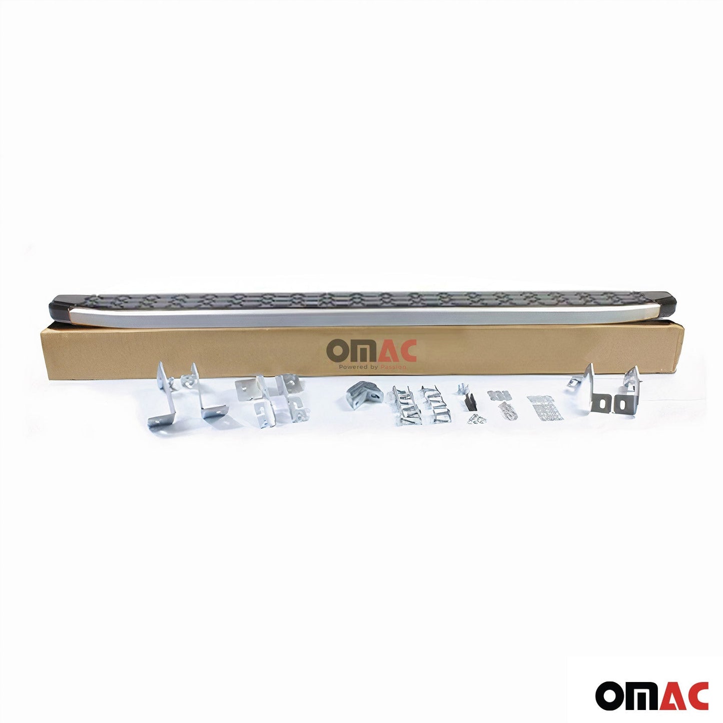 OMAC Running Board Side Steps Nerf Bar for Audi Q7 2007-2015 Black Silver 2Pcs 1109984A