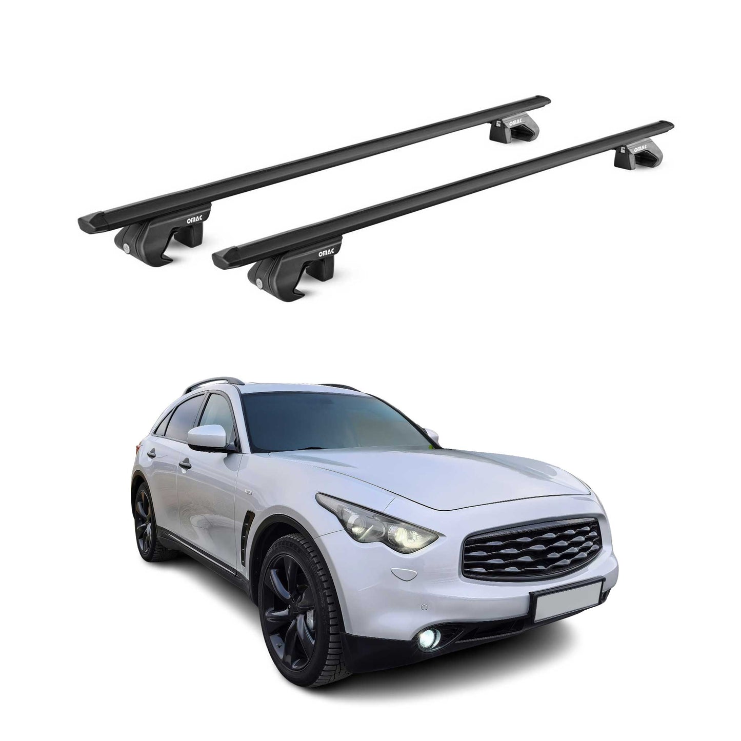 2009-2013 Infiniti FX50 Roof Rack Cross Bars Black