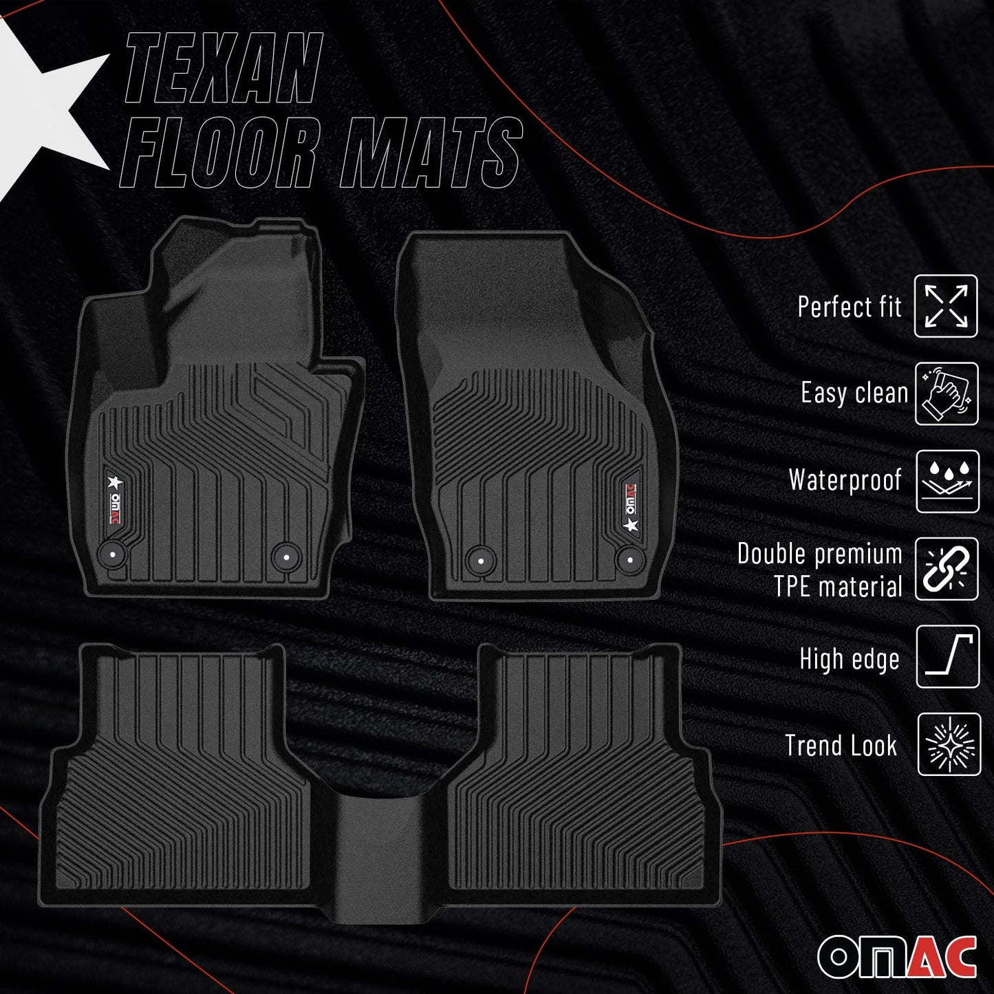 2013-2018 Audi Q3 Premium Floor Mats Liners First and Second Row Set Black
