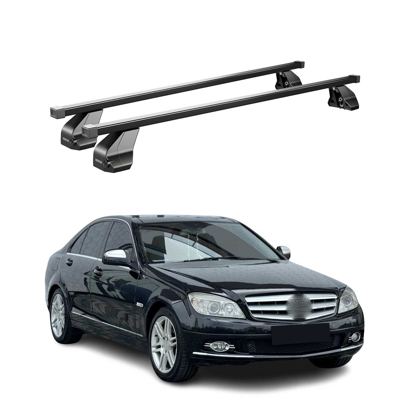 2010-2014 Mercedes C Class W204 Sedan Roof Rack Cross Bars Black