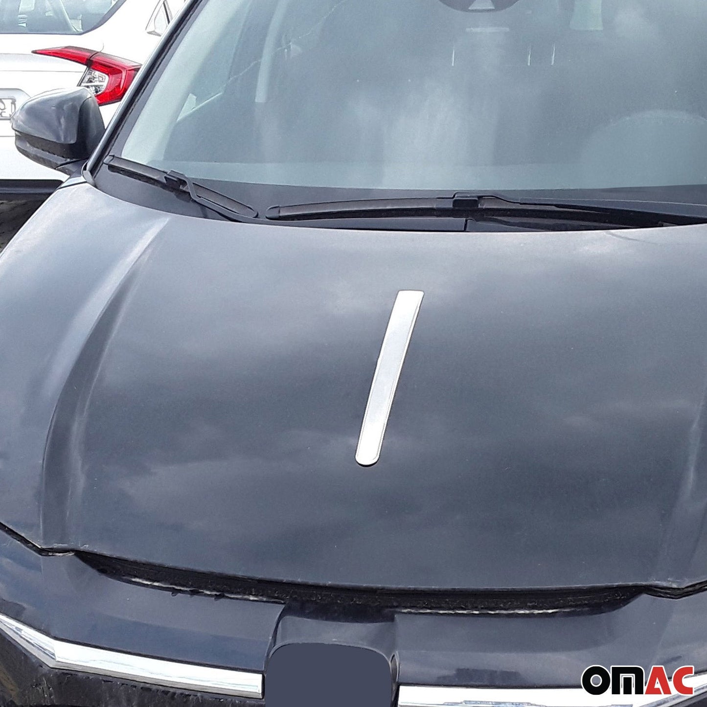 OMAC Front Hood Bonnet Strip Styling Trim for Ford Fiesta 2011-2019 Steel Silver U014576