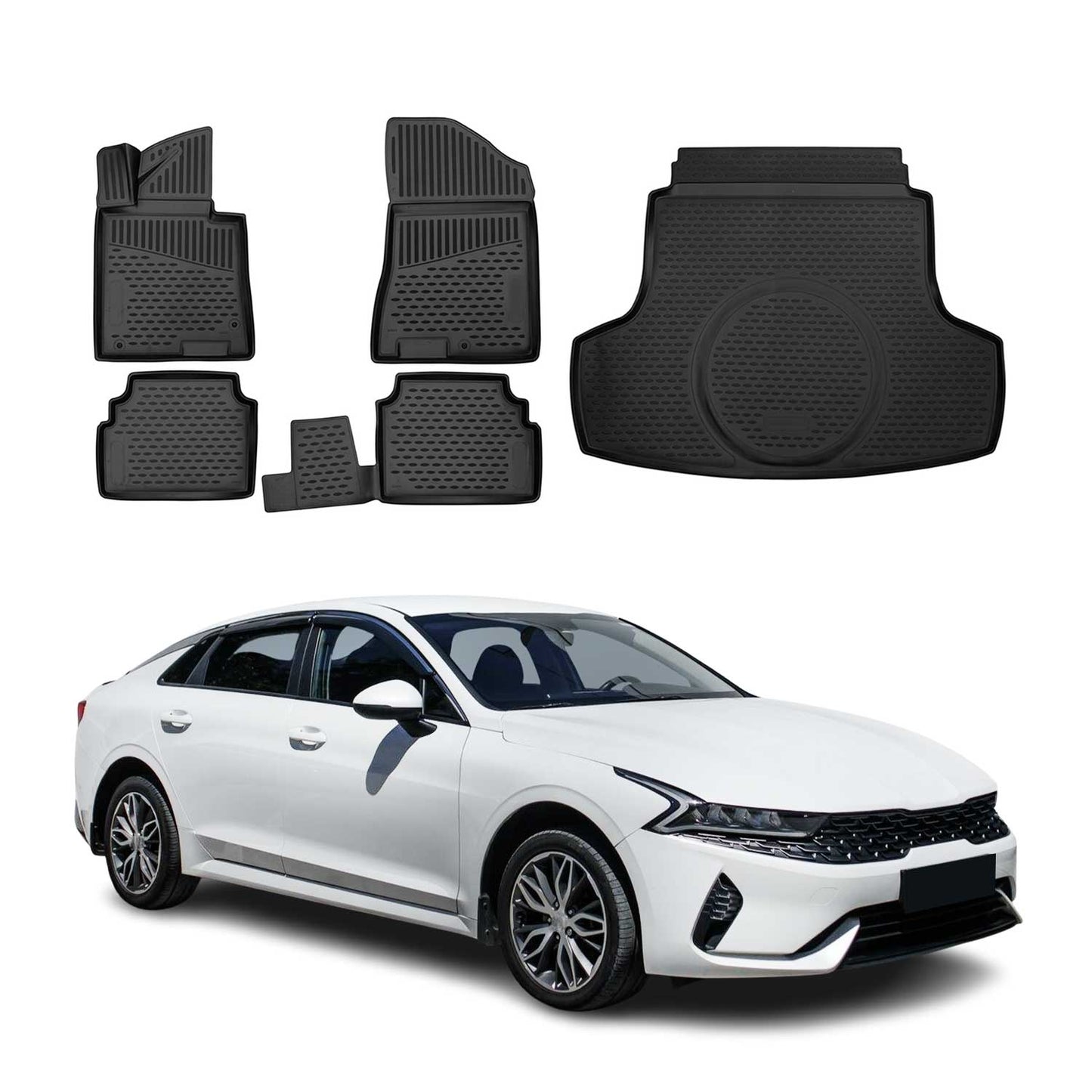 2021-2026 Kia K5 Floor Mats & Cargo Liner Full Set All Weather Black