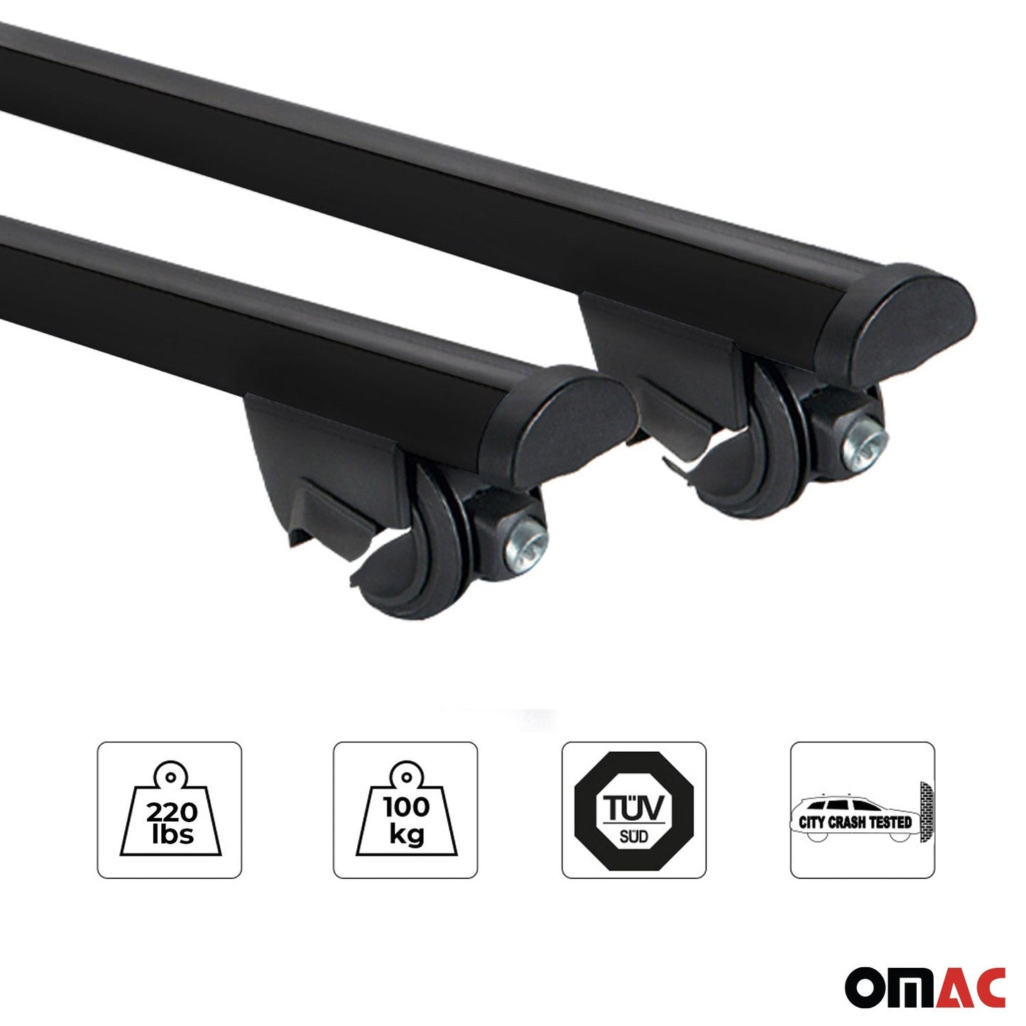 OMAC Roof Rack Cross Bars Luggage Carrier Black Aluminum 9696FRB4110B