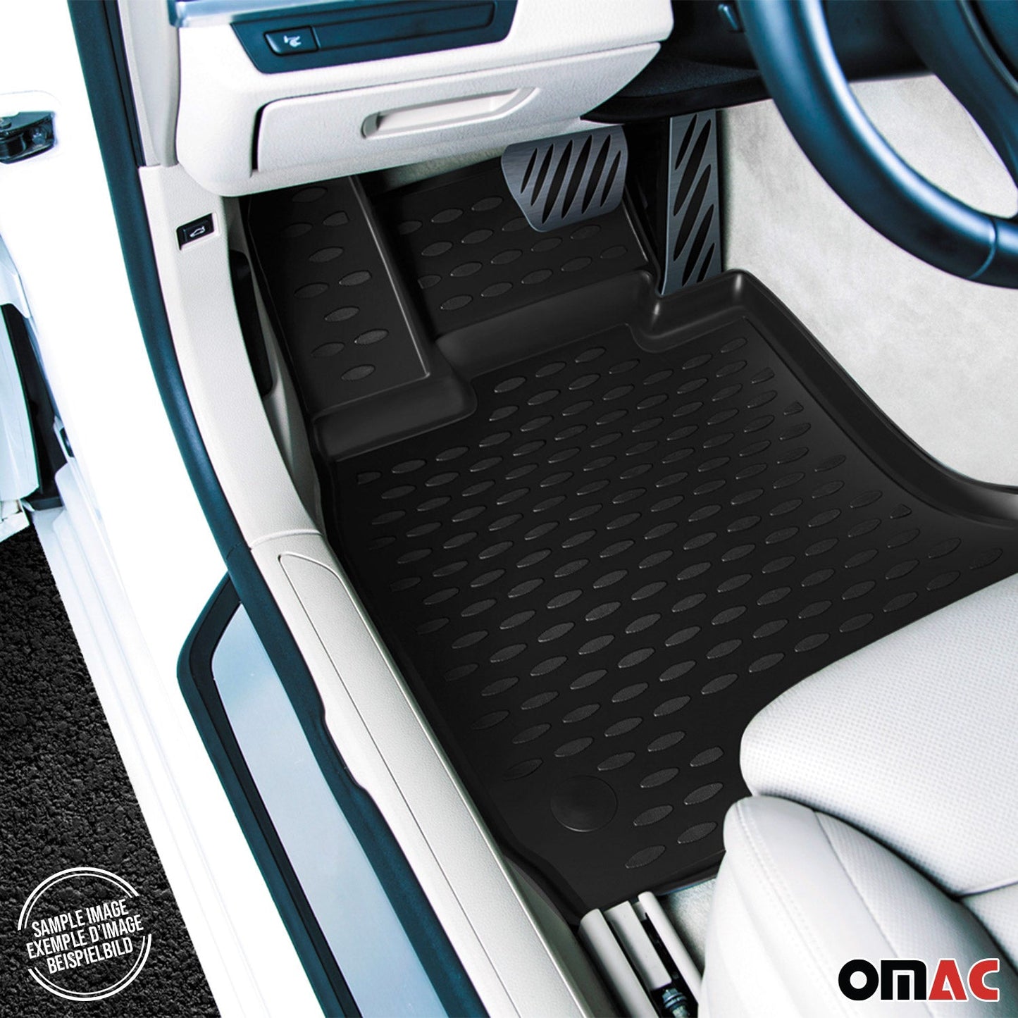 OMAC Floor Mats Liner for Honda Element 2003-2011 Black TPE All-Weather 3 Pcs 3489444