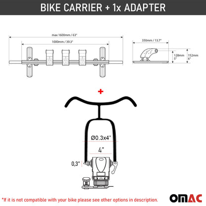 OMAC 3 Bike Carrier Racks Interior Cargo Trunk Mount for Hyundai Santa Cruz Aluminium U026065