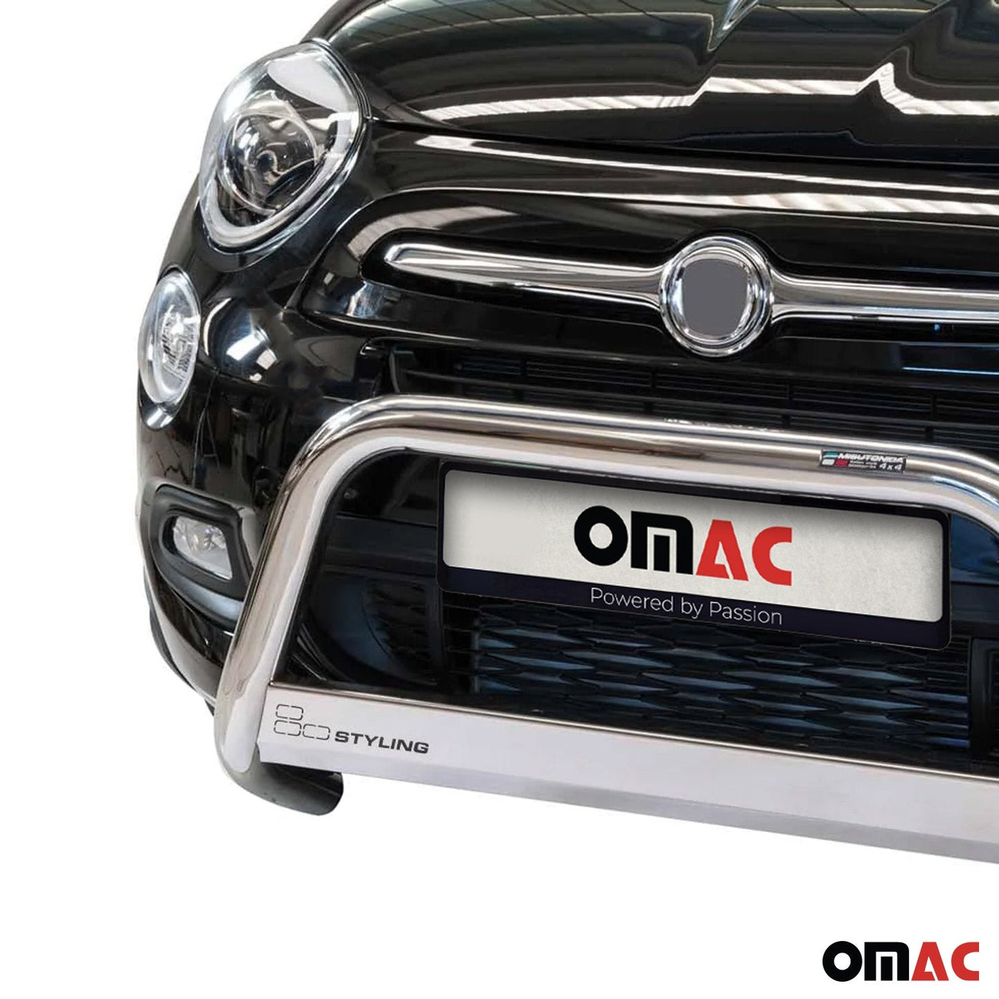 OMAC Bull Bar For Fiat 500X 2016-2018 Front Bumper Grill Guard Stainless Steel Silver 2541MSBB067